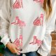 Beige Sequin Cheetah O Neck Drop Shoulder Sweatshirt
