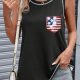 Black Sequined American Flag Patched Exposed Seam Tank Top