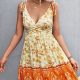 Bohemian Tie Shoulder Surplice Backless Dress