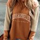 Chestnut LOS ANGELES Colorblock Textured Knit Patchwork Hoodie
