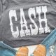 Gray CASH Letter Print T Shirt
