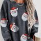Gray Sequined Santa Claus Corded Christmas Sweatshirt