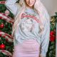 Gray Tis The Season Graphic Christmas Fashion Sweatshirt