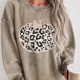 Khaki Leopard Halloween Pumpkin Graphic Corded Sweatshirt