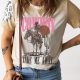 Khaki Western Cowboy TAKE ME AWYA Bleached Graphic T Shirt