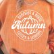 Orange Autumn Pumpkin Graphic Print Corded Oversized Sweatshirt