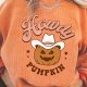 Orange Howdy Pumpkin Halloween Graphic Corded Sweatshirt